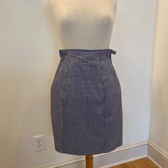 Alessandro Womens Navy White Check Full Zipper Jacket w Marching Skirt Suit / 4 - Picture 8 of 13